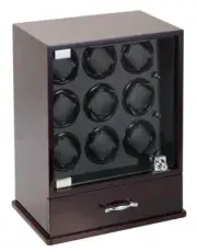 Diplomat Automatic Gothica Ebony Wood Nine Watch Winder Storage Case Box