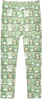 [Joisal] Cute Frogs Green Girls Leggings, Flexible for Yoga Pants Girls, 4-10T
