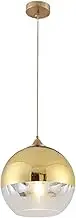 Euone_Clothes Semi-Plated Spherical Glass Pendant Light,Modern Simple Globe Ceiling Hanging Lamp, Kitchen Island Dining Room Bedroom Chandelier (Gold, 20cm), (‎DGY-1004)