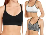 Sport Bra, Women's Danskin Now Seamless Athletic Padded Sport Bra, XLarge