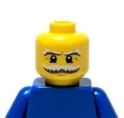 Lego - Minifigure Head - Gray / White, Bushy Moustache Eyebrows, Wrinkles