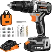 WORKSITE Cordless Drill Brushless 1/2 Hammer Drill 20 Volt 530 In-lb Torque New