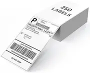 YIKIADA White Shipping Thermal Labels 4 x 6 Inch Vinyl Self-Adhesive Fanfold Direct Stickers Waterproof Perforated Printer Decal for Office Warehouse Home Address 250 PCS