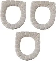 BUGUUYO 3pcs Stretchable Toilet Seat Pads Padded Toilet Seats for Elderly O Toilet Pad Padded Toilet Seat Cushion Winter Toilet Pads Potty Seat for Toilet Universal Toilet Seat Pads Beige