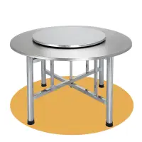 在飛比找蝦皮商城精選優惠-全不銹鋼折疊圓桌子折疊家用大圓桌10人吃飯桌子席圓桌面板轉盤