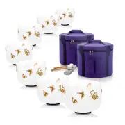 Butterfly Design 7-12 Inch Set of 7 Chakra Frosted Quartz Crystal Singing Bowls