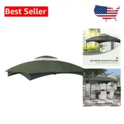 Water-Resistant 9.8' x 12' Gazebo Canopy Replacement - Two-Tier Design in Green