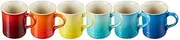 [Le Creuset] Set of 6 Large Cappuccino Cups Made of Stoneware, 400 ml, Rainbow, 79296408429030