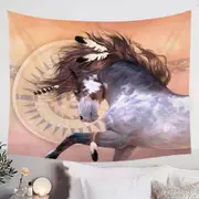 Native American Spirit White Black Pinto Horse Tapestry