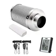 6in Air Carbon Filter with Australia Virgin C & Rope Hanger & Humidity Monitor