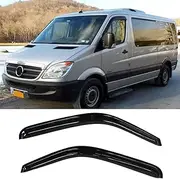 Kucaruce MB27 Side Window Visor Wind Vent Deflector for 2006-2018 Mercedes-Benz Sprinter,2pcs Outside Mount Tape-On Nice Shade Sun Rain Guards Set, KX-MB27