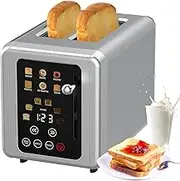 Smart 2-Slices Toaster with Touchscreen, 6 Bread Types & 6 Shade Settings, Digital Timer, Sound Alert, Defrost, Stainless Steel Kitchen Toaster