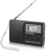 Goshyda AM FM Radio, Portable Digital Radio FM AM SW Sound Digital Tuning Receiver Full Band Radio with Alarm Clock, Mini Pocket Radio for Elder Gifts, Memory Function, Backlight Keys