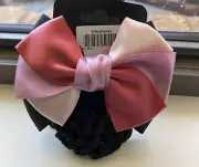 Bow Hair Clip with hair net/snood - 2 tone pink