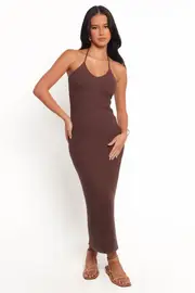 [PUP14] Darya Midi Dress - Cocoa M Brown