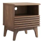 MODWAY Nightstand 21" H X 19" W, Rectangle 1-Drawer Particle Board Walnut Brown