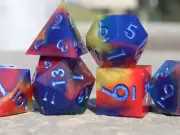 Galactic Flame - Handmade Resin 7 Piece DND RPG Polyhedral Sharp Edge Dice Set