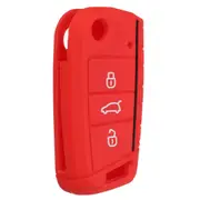 Silicone Remote Key Cover 3-Button Fob Case Shell for Volkswagen VW Golf 7 MK7 RED COLOR