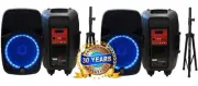 2 MR DJ PBX2690LB 15" Bluetooth Speaker + Stand 2-way 15" PA DJ 3500 Watts Activ