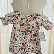 GROOVY GURLZ - Baby Pink Floral Girls Peasant Style Dress - Size 12 mon.