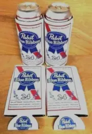 Pabst Blue Ribbon PBR Beer Koozie 24 oz Tall Can Cooler Coozie (4) Pack New F/S