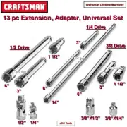 CRAFTSMAN HAND TOOLS 13pc ratchet wrench socket extension/universal/adapter set