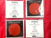 4 x Authentic Pirastro Obligato 4/4 Violin String Set Medium Gauge Gold E Ball