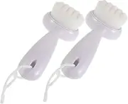FRCOLOR 2pcs Facial Cleansing Brush with Soft Bristles Long Handle Exfoliator for Blackhead Removal for Deep Skin Cleansing the Go