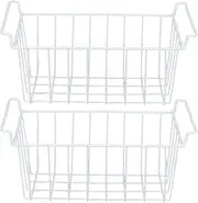 BROLEO Wire Storage Freezer Baskets, Rectangular White Refrigerator Freezer Baskets for Pantry (L 49.5cm X W 24.5cm X H 20cm), BROLEOqikfxo8g0r-14