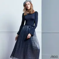 在飛比找momo購物網優惠-【iROO】針織拼接網紗洋裝