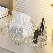Clear Acrylic Tissue Box, Box Covers, Bathroom Facial Napkin Box Holders, Table Clear Dryer Sheet Dispenser for Bathroom, Kitchen and Cars，Grey,9.2 * 4.7 * 3.7in