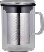 Avanti Borosilicate Glass Tea Mug with Infuser, 420ml, Black