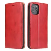 For iPhone 12 mini Case Leather Flip Wallet Folio Cover with Stand Red