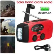 Hand Crank Dynamo Wind Up Solar Portable AM FM Radio USB Charger Light Torch AU