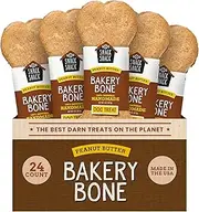Cosmo's Snack Shack Bakery Bone Peanut Butter Treats for Dogs – 100% Natural, Handmade Dog Bones – Box of 24 (Peanut Butter)