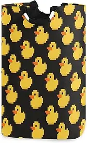 Cartoon Cute Yellow Pixel Duck laundry baskets, folding and waterproof baskets for storage containers with sturdy handle cubbies medium essentials for laundry room gadget room