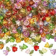 [SUNNYCLUE] 1 Box 160Pcs Floral Acrylic Charms Tulip Flower Charms Bulk Transparent Plastic Colorful Spring Flowers Charms for Jewellery Making Charms Supplies DIY Crafting Necklace Bracelet Anklets