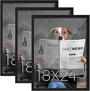 SYNTRIFIC 18X24 Poster Frame Set of 3,Picture Frame 16x20 with Mat or 18x24 without Mat,Large Collage Photo Frame for Horizontal or Vertical Wall Mounting,Gallery Diamond Art Frame Black