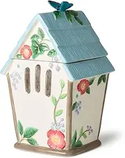 Certified International Flora 3D Birdhouse 88-Ounce Hand-Painted Ceramic Storage Jar with Floral and Butterfly Design, Perfect for Cookies, Snacks, and Decorative Kitchen Counter Display, Multicolor