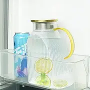 Dosao Premium Glass Water Pitcher 1.8L/61oz Stainless Steel Lid Fridge Door Dispenser, Thick Borosilicate Glass Carafe for Hot and Cold Beverages