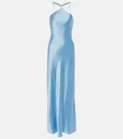 [Staud] Staud Cadence beaded satin gown AU 12 blue