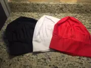 Lof Of 3 Chefs Hats One Size Fits Most -Adjustable Closure Red, White & Black
