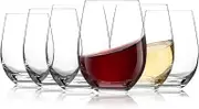 [6-Pack,18 Oz] Design·Master- Classic Stemless Wine Glasses, Drinking Glasses, Ideal for Red and White Wine, Cocktail, Juice, Water, Kitchen Glassware, Beach, Wedding and Party Gifts