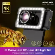 APEXEL New 4k HD 100mm macro lens With LED Fill Light Clip for iPhone Samsung