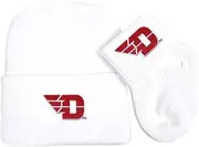 Future Tailgater Dayton Flyers Newborn Baby Knit Cap and Socks Set White, White