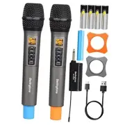 ) Dual UHF Wireless Dynamic Handheld Microphone Systems, 60 Adjustable