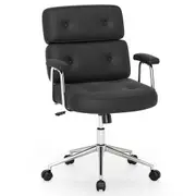 Giantex Office Chair Height Adjustable Swivel Chair PU Leather Home Office Chair Black