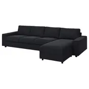 VIMLE 4-seat sofa with chaise longue, with wide armrests/Saxemara black-blue