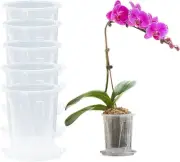 5 Pack Orchid Pots - Transparent Phalaenopsis Root Control Pots, Breathable