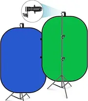 NEEWER 5x7ft/1.5x2m Chromakey Green Screen Blue Green 2 in 1 Double Sided Pop Up Collapsible Backdrop with Support Stand, Foldable Panel for Photo and Video Shooting, Live Streaming, Gaming